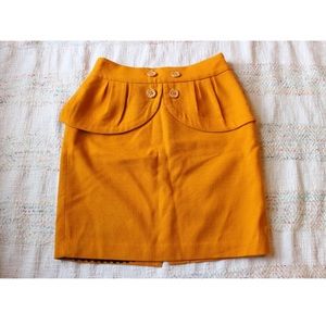 Anthropologie | Leifsdottir Mustard Yellow Peplum Wool Skirt | Size 4